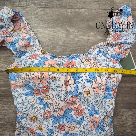 Eomenie Ruffle Shoulder Tummy Control One Piece Swimsuit Size S - Picture 4 of 6